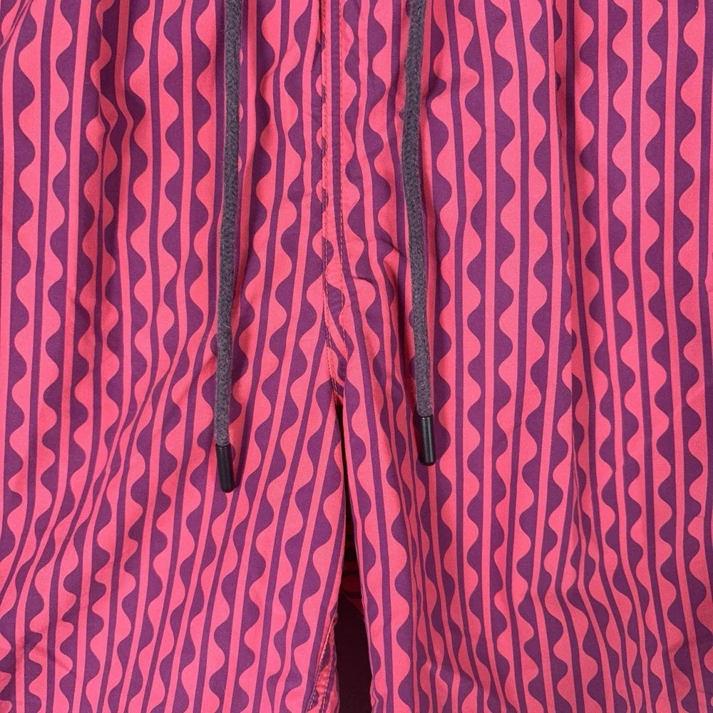 Solid & Striped Swim Trunks Mens Medium Red Geometric Drawstring Board Shorts